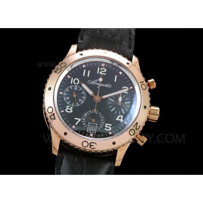 Replika Breguet Aeronavale type XX Chronograph Ure Black Dial Rose